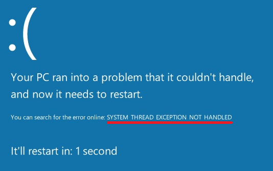 Ошибка System thread exception not handled